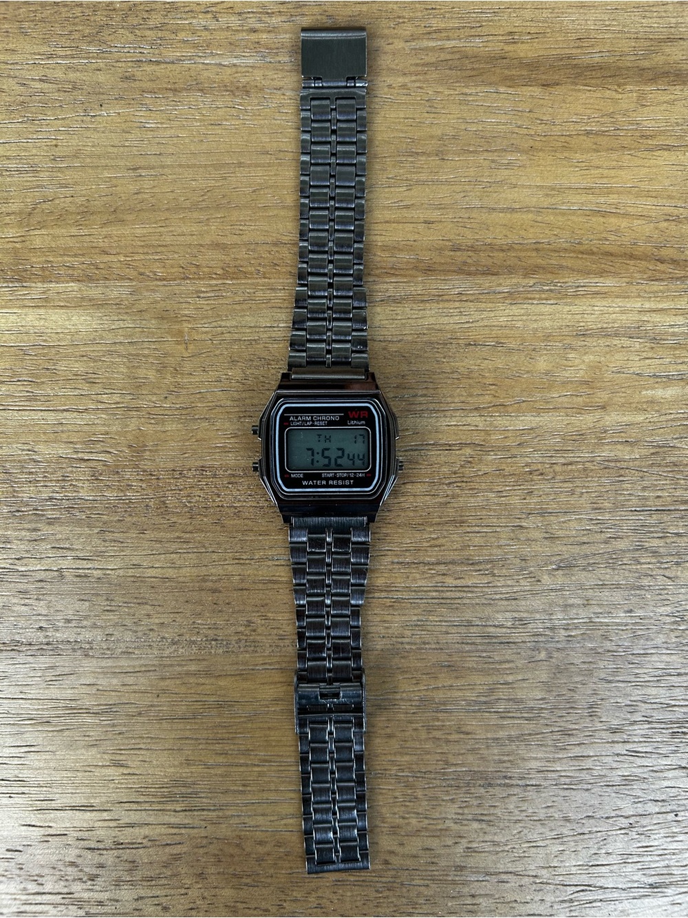 Retro Digital Stainless Steel Watch - Silver